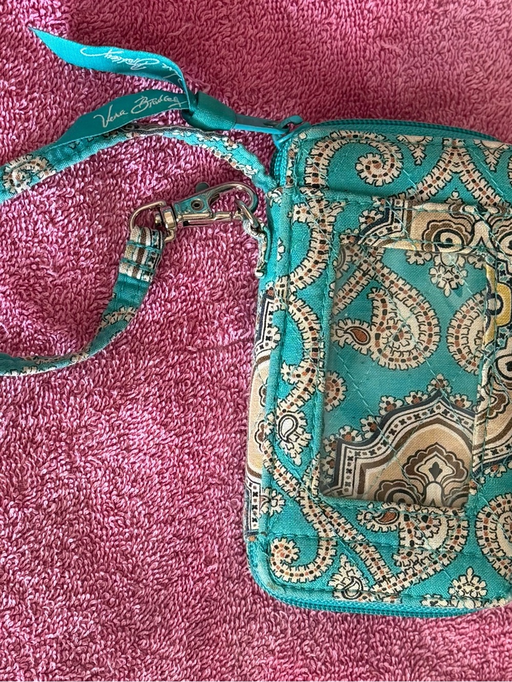 Vera Bradley Turquoise Paisley Quilted Wristlet
